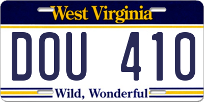 WV license plate DOU410