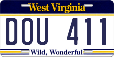 WV license plate DOU411