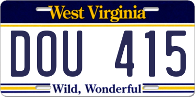WV license plate DOU415