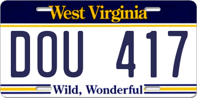 WV license plate DOU417