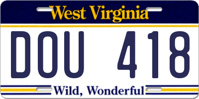 WV license plate DOU418