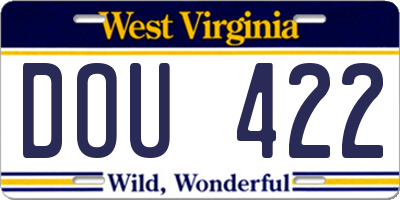 WV license plate DOU422