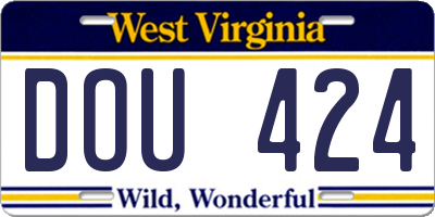 WV license plate DOU424