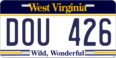 WV license plate DOU426
