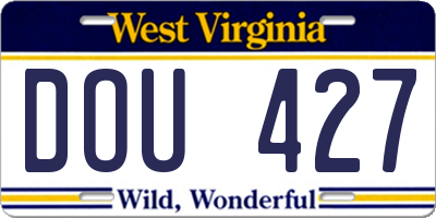 WV license plate DOU427