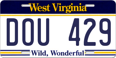 WV license plate DOU429