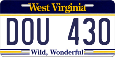 WV license plate DOU430