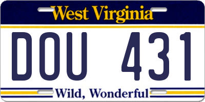 WV license plate DOU431