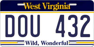 WV license plate DOU432