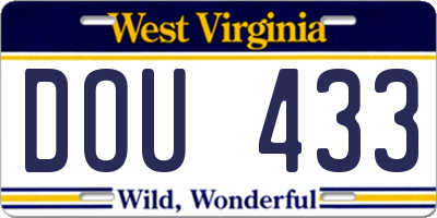 WV license plate DOU433
