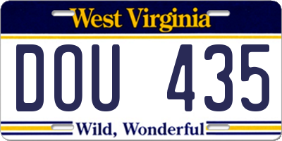 WV license plate DOU435