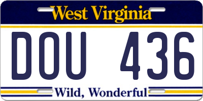 WV license plate DOU436
