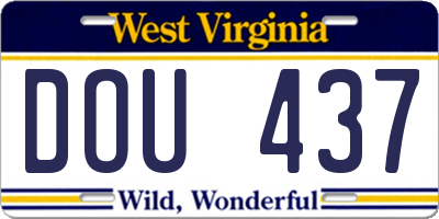 WV license plate DOU437