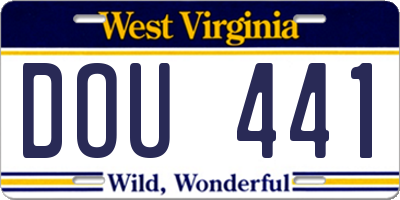 WV license plate DOU441