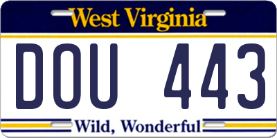 WV license plate DOU443