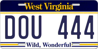 WV license plate DOU444