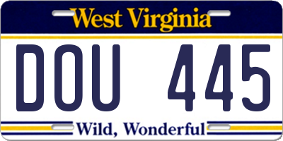 WV license plate DOU445