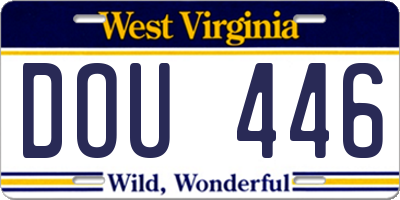 WV license plate DOU446