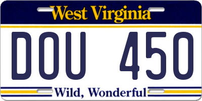 WV license plate DOU450