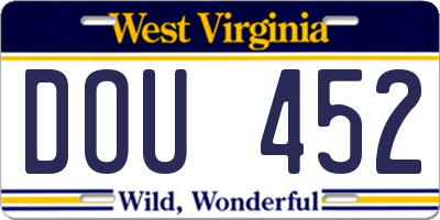 WV license plate DOU452