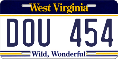 WV license plate DOU454