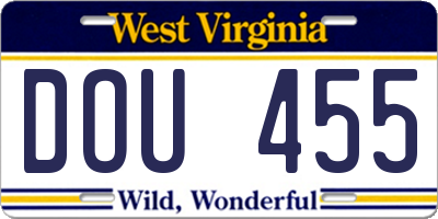 WV license plate DOU455