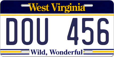 WV license plate DOU456