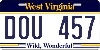 WV license plate DOU457