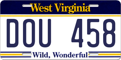 WV license plate DOU458