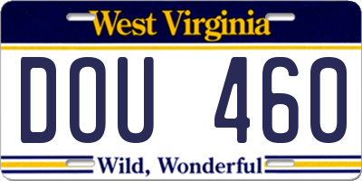 WV license plate DOU460