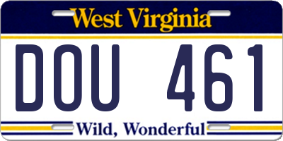 WV license plate DOU461