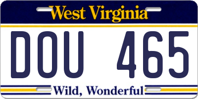 WV license plate DOU465
