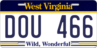 WV license plate DOU466