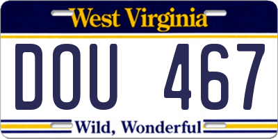 WV license plate DOU467