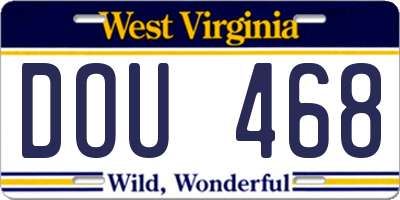 WV license plate DOU468