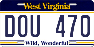 WV license plate DOU470