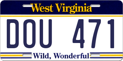 WV license plate DOU471