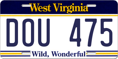 WV license plate DOU475