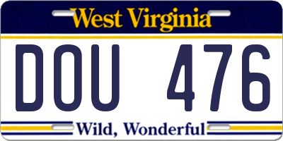 WV license plate DOU476
