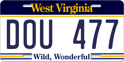 WV license plate DOU477