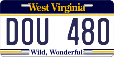 WV license plate DOU480
