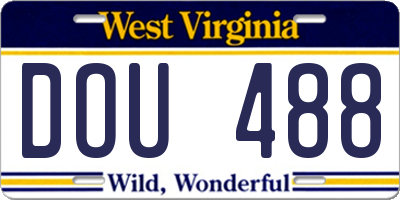 WV license plate DOU488