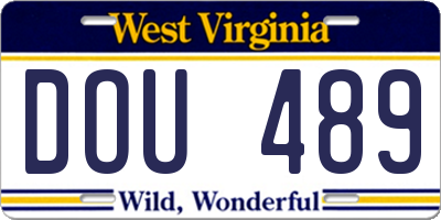 WV license plate DOU489