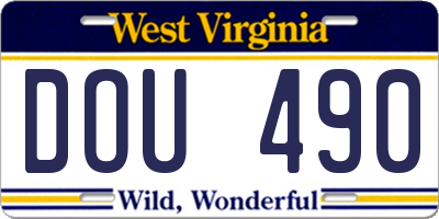 WV license plate DOU490