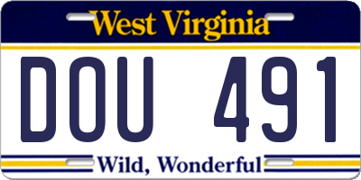 WV license plate DOU491
