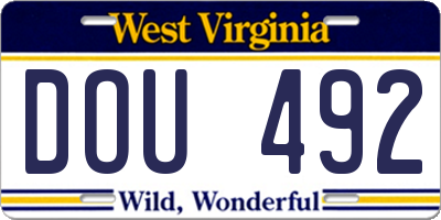WV license plate DOU492
