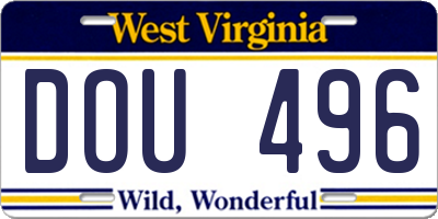 WV license plate DOU496