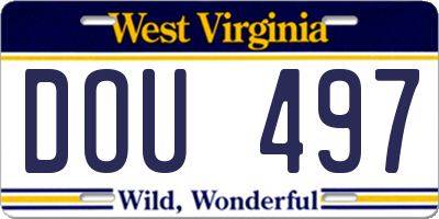 WV license plate DOU497