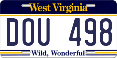 WV license plate DOU498