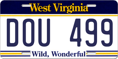 WV license plate DOU499